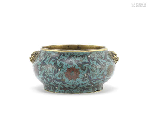 A rare cloisonné enamel incense burner.  Kangxi