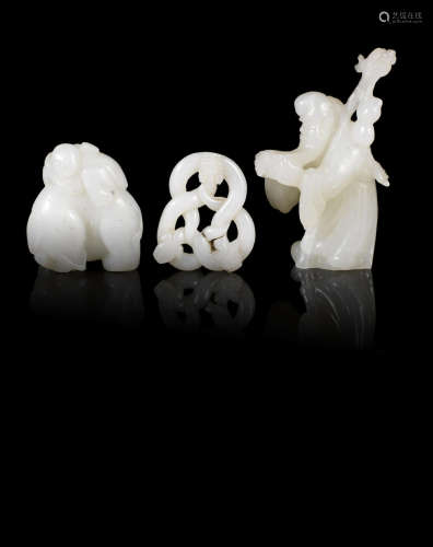 Two white jade carvings.  19th/20th century