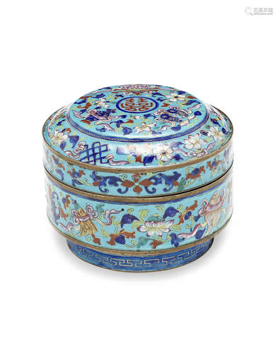 A Canton enamel circular box and cover.  19th century