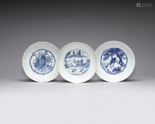 Three moulded 'kraak' dishes.  Late 16th/early 17th century