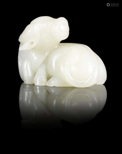A pale jade carving of a water buffalo