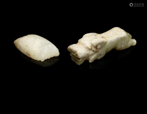 Two archaistic jade carvings.  Han Dynasty or later