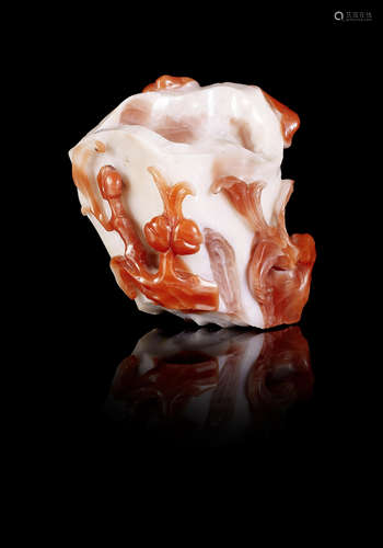 A carnelian agate tree trunk vase.  18th Century