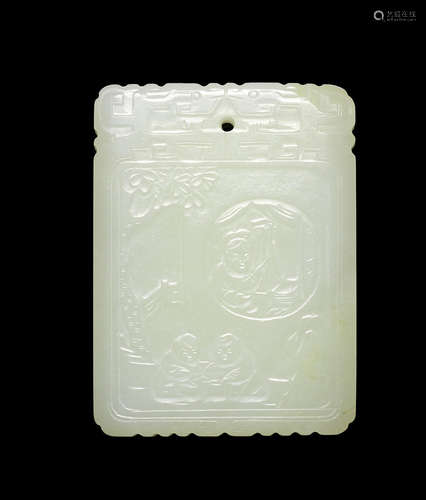 A white jade plaque