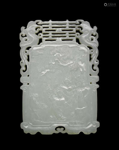 A pale green jade plaque
