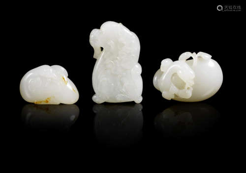 Three white and russet jade carvings
