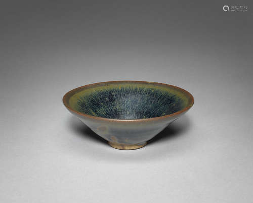 A Jian 'hare's fur' conical tea bowl.  Song Dynasty