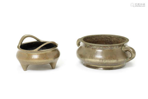 Two bronze incense burners.  18th/19th century