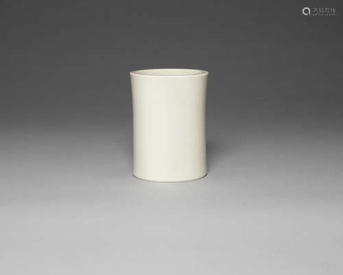 A blanc-de-chine brushpot.  Qing Dynasty