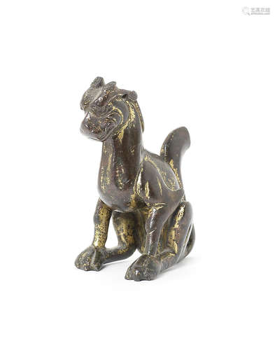 A gilt-bronze figure of a mythical beast.  Tang Dynasty or earlier