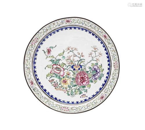 A Canton enamel dish.  18th century