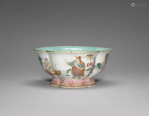 A famille rose foliate bowl.  Daoguang seal mark and of the period