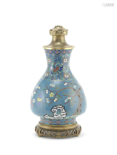 A gilt-bronze mounted cloisonné vase