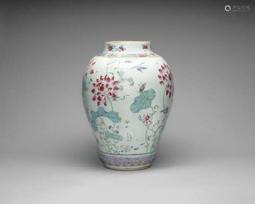 A large famille rose baluster jar.  Yongzheng