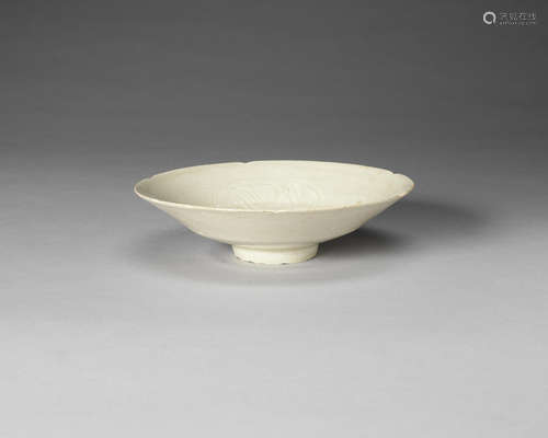 A Qingbai foliate-rimmed dish.  Song to Yuan Dynasty