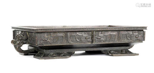 A large archaistic bronze incense burner, fu.  18th century