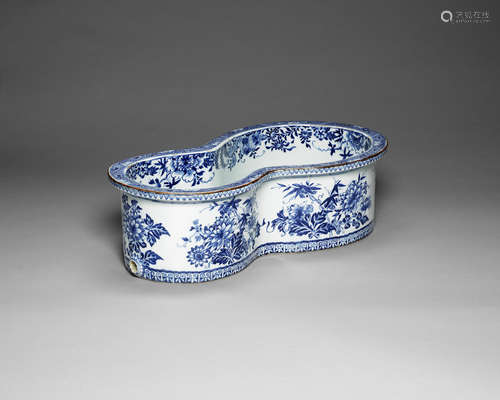 A large blue and white bidet.  18th/19th century