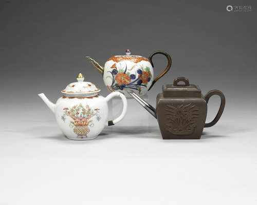 Three teapots and covers.  18th century