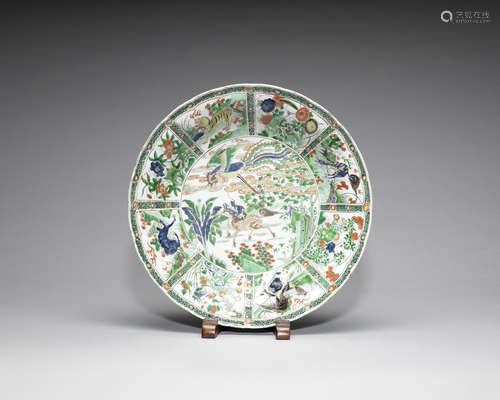 A famille verte lobed dish.  Kangxi