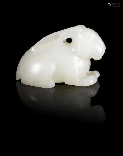 A white jade carving of a hare