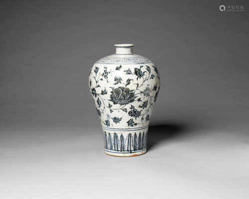 A blue and white meiping.  15th century