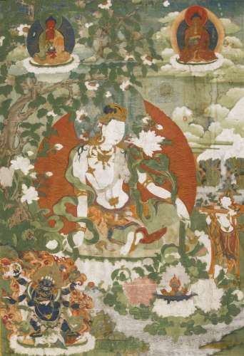西藏   十八世紀   持蓮觀音唐卡