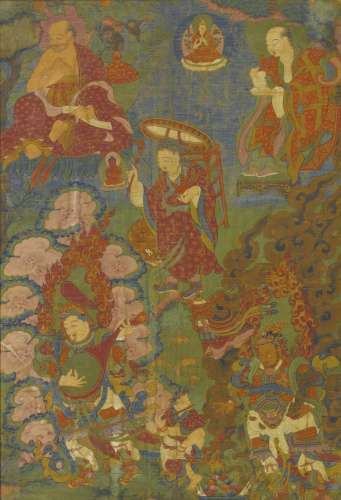 西藏   十八世紀   阿秘特及戎博迦尊者唐卡