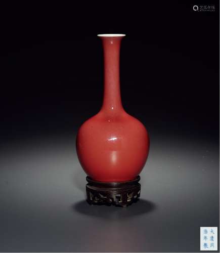 清·大清同治年制款豇豆红长颈瓶