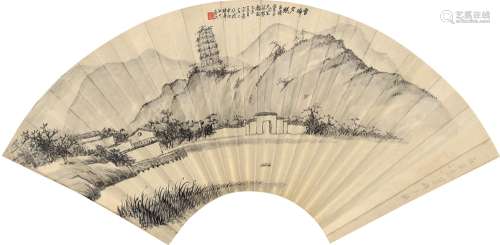 石宗素（1880～1960） 雷峰夕照图