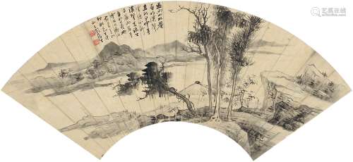 张石园（1899～1959） 茅亭望江图