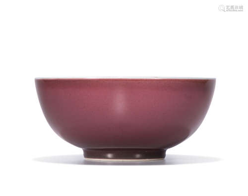 清 红釉碗