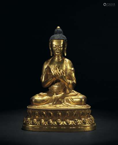 17-18世纪 铜鎏金弥勒佛