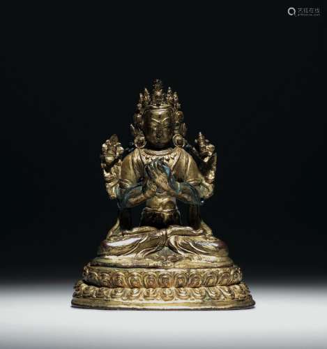 十八世纪 铜鎏金弥勒菩萨