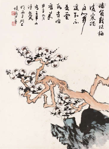 陆俨少 梅花 立轴 设色纸本