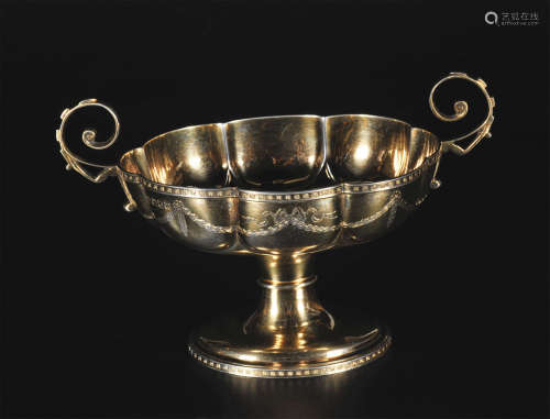 1908 伦敦出产银质双柄高脚杯
