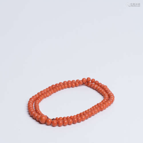 清-红珊瑚项链