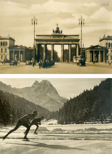 德国帝国体育部 1936年夏季及冬季奥运会纪念影集2册（27张） 银盐纸基