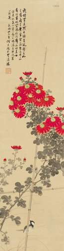 何香凝(1878-1972) 菊花 立轴 设色绢本