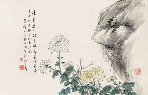 杨伯润(1837-1911) 菊花 立轴 设色纸本