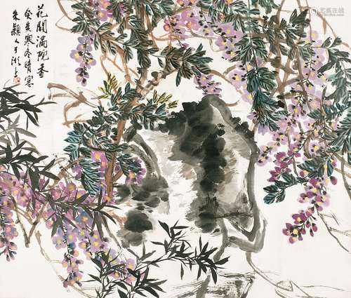 朱颖人(b.1930) 花开满院香 镜心 设色纸本