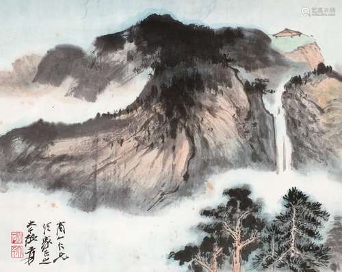 张大千(1899-1983) 山水 立轴 设色纸本