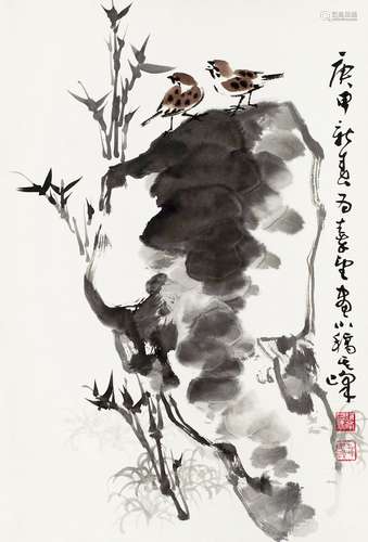 孙其峰(b.1920) 麻雀 立轴 设色纸本