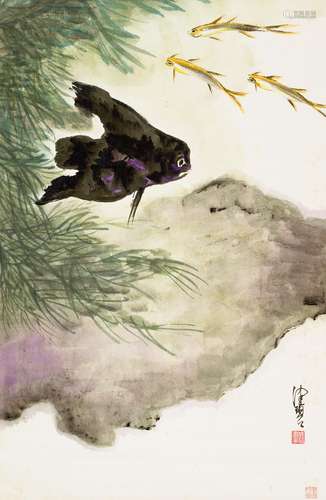 陈佩秋(b.1922) 热带鱼 立轴 设色纸本