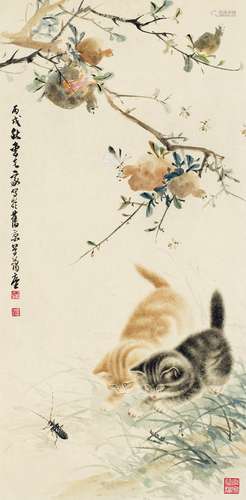 曹克家(1906-1979) 猫趣图 镜心 设色纸本