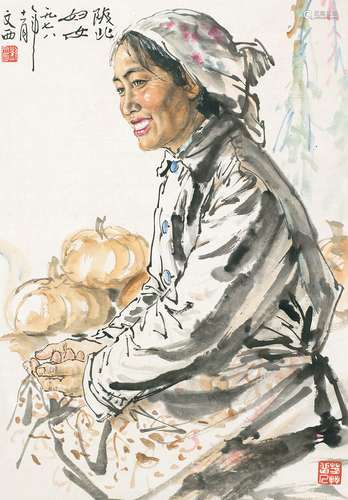 刘文西(b.1933) 陕北妇女 立轴 设色纸本