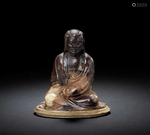--十七世纪 寿山石雕阿氏多尊者坐像