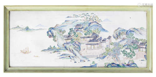 --十八世纪 广东画珐琅山水图挂屏