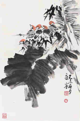 康宁己未（1979年）作 花鸟 镜心 设色纸本