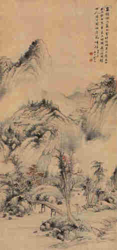 姚叔平癸丑（1913年）作 山水 立轴 设色纸本