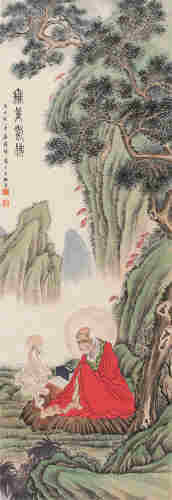 吴穀祥庚子（1900）年作 无量寿佛 立轴 设色纸本
